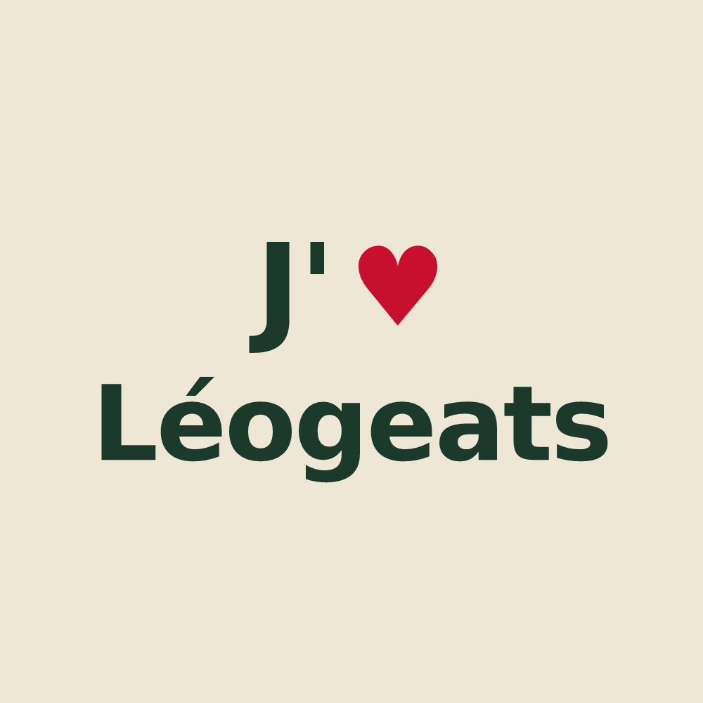 Tote bag personnalisé Léogeats — design « J'aime Léogeats » imprimé sur le tote bag