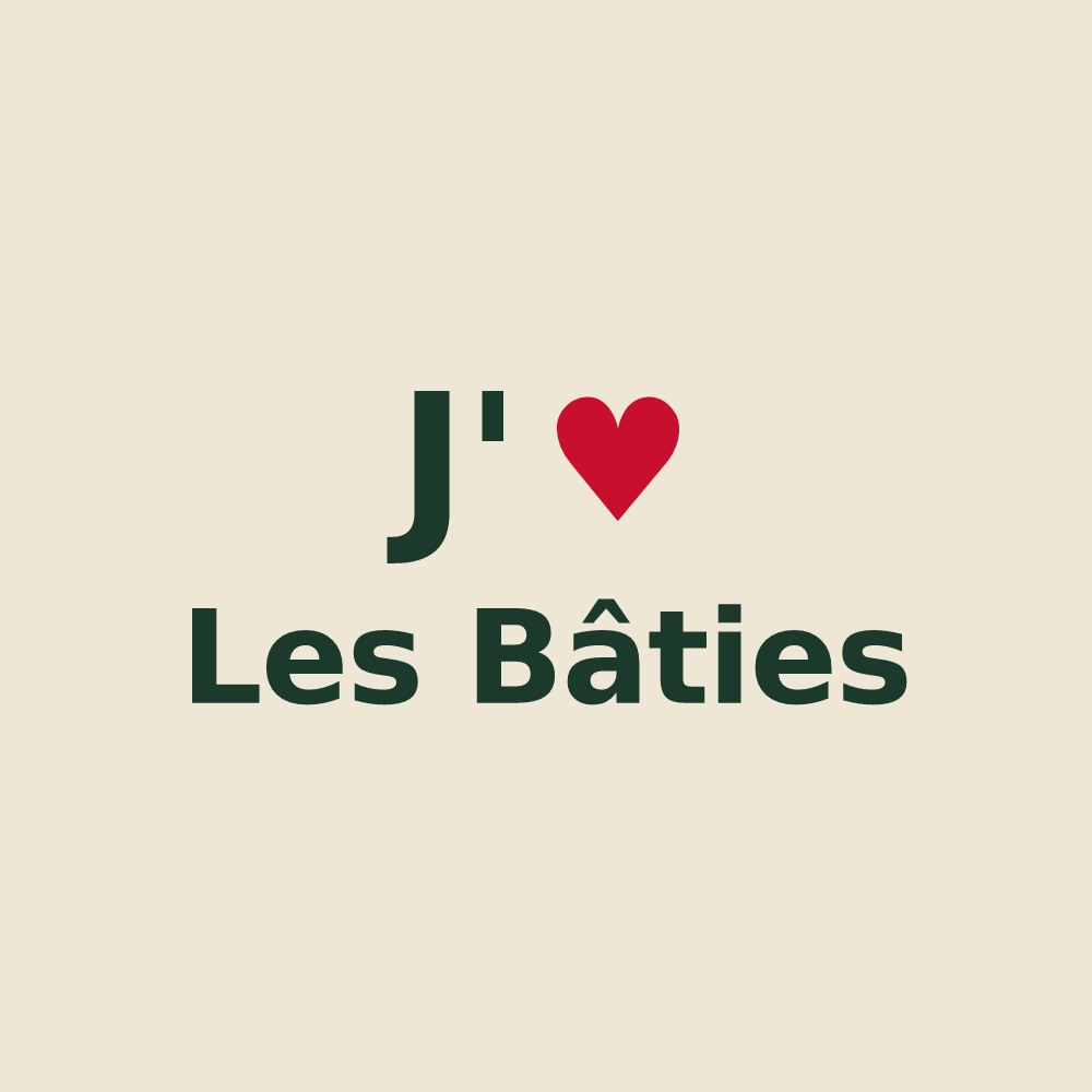 Tote bag personnalisé Les Bâties — design J'aime Les Bâties