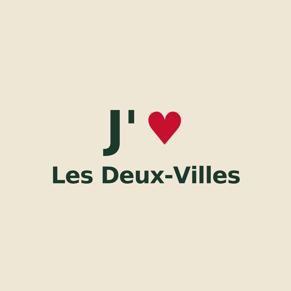 Tote bag personnalisé Les Deux-Villes — design J'aime Les Deux-Villes