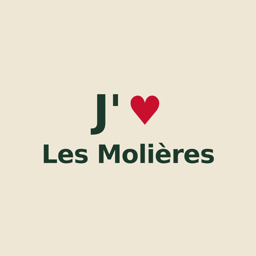 Tote bag personnalisé Les Molières — design « J'aime Les Molières » imprimé sur le tote bag
