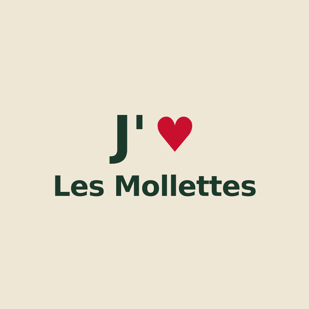 Tote bag personnalisé Les Mollettes — design « J'aime Les Mollettes » imprimé sur le tote bag