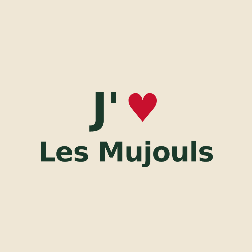 Tote bag personnalisé Les Mujouls — design J'aime Les Mujouls
