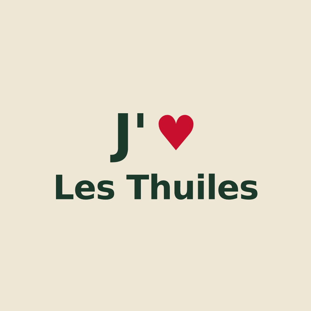 Tote bag personnalisé Les Thuiles — design J'aime Les Thuiles