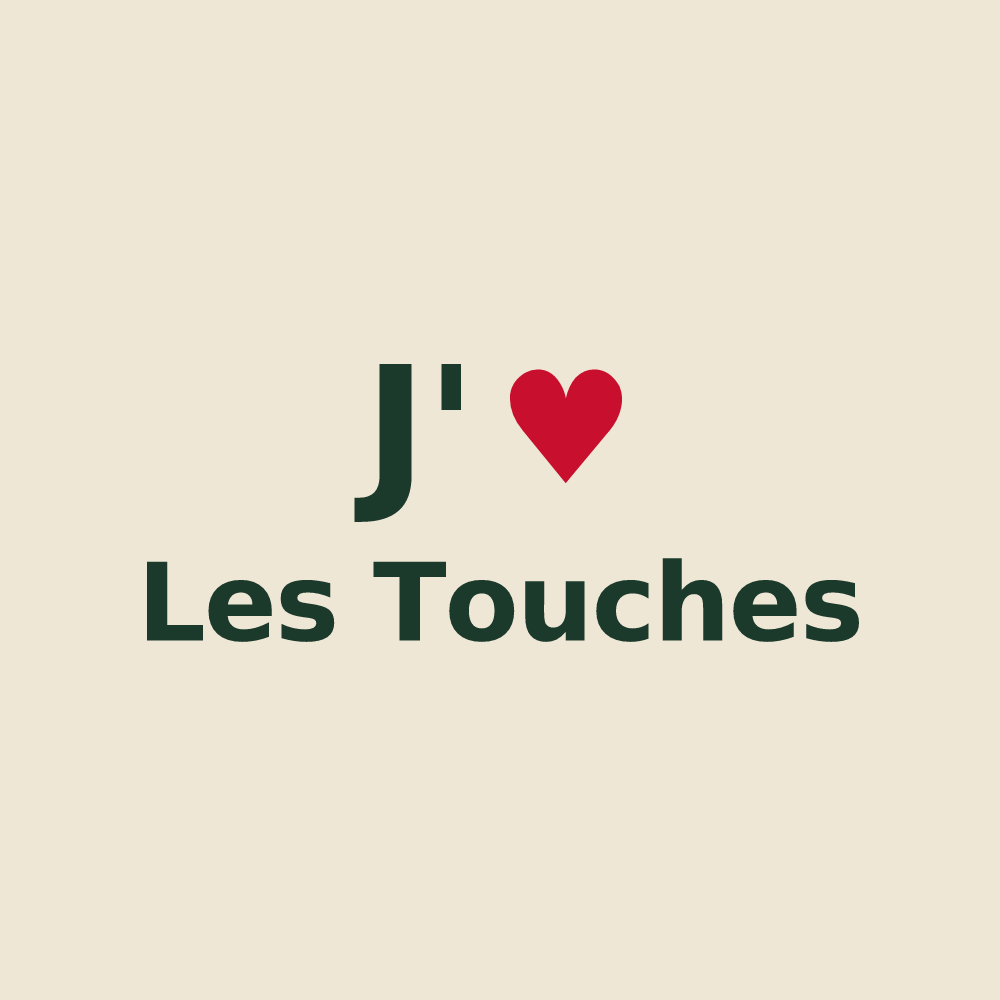 Tote bag personnalisé Les Touches — design « J'aime Les Touches » imprimé sur le tote bag