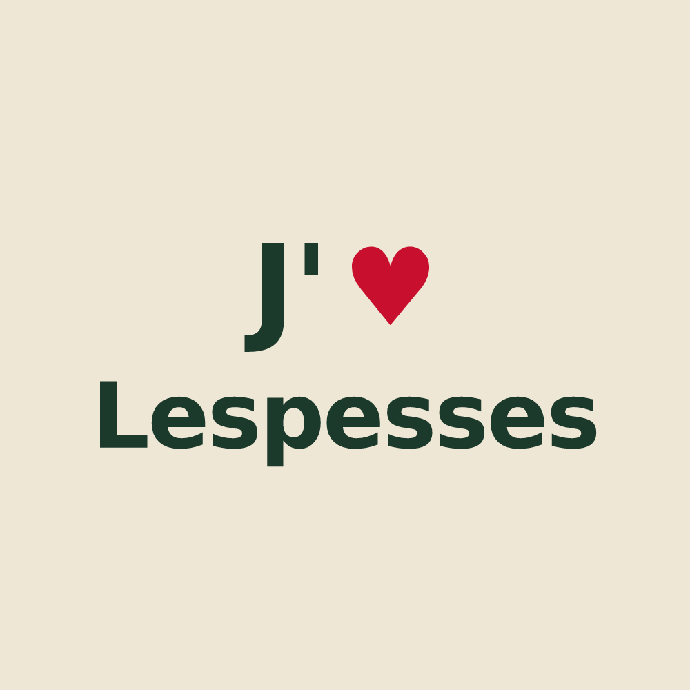 Tote bag personnalisé Lespesses — design J'aime Lespesses