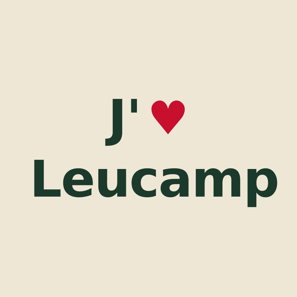 Tote bag personnalisé Leucamp — design J'aime Leucamp