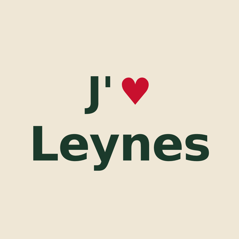 Tote bag personnalisé Leynes — design « J'aime Leynes » imprimé sur le tote bag