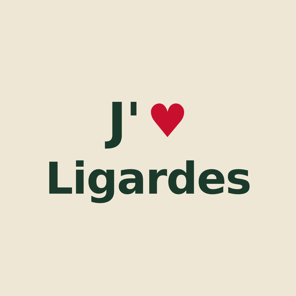 Tote bag personnalisé Ligardes — design J'aime Ligardes