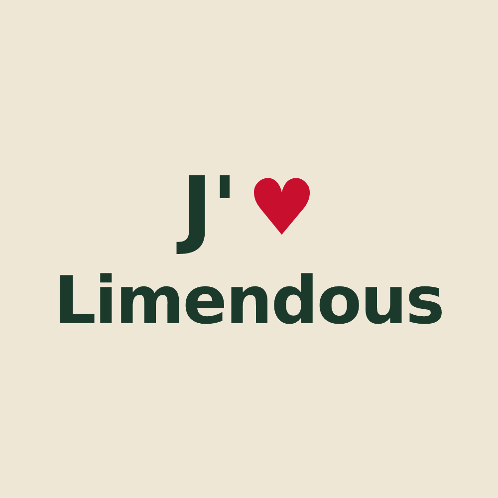 Tote bag personnalisé Limendous — design « J'aime Limendous » imprimé sur le tote bag