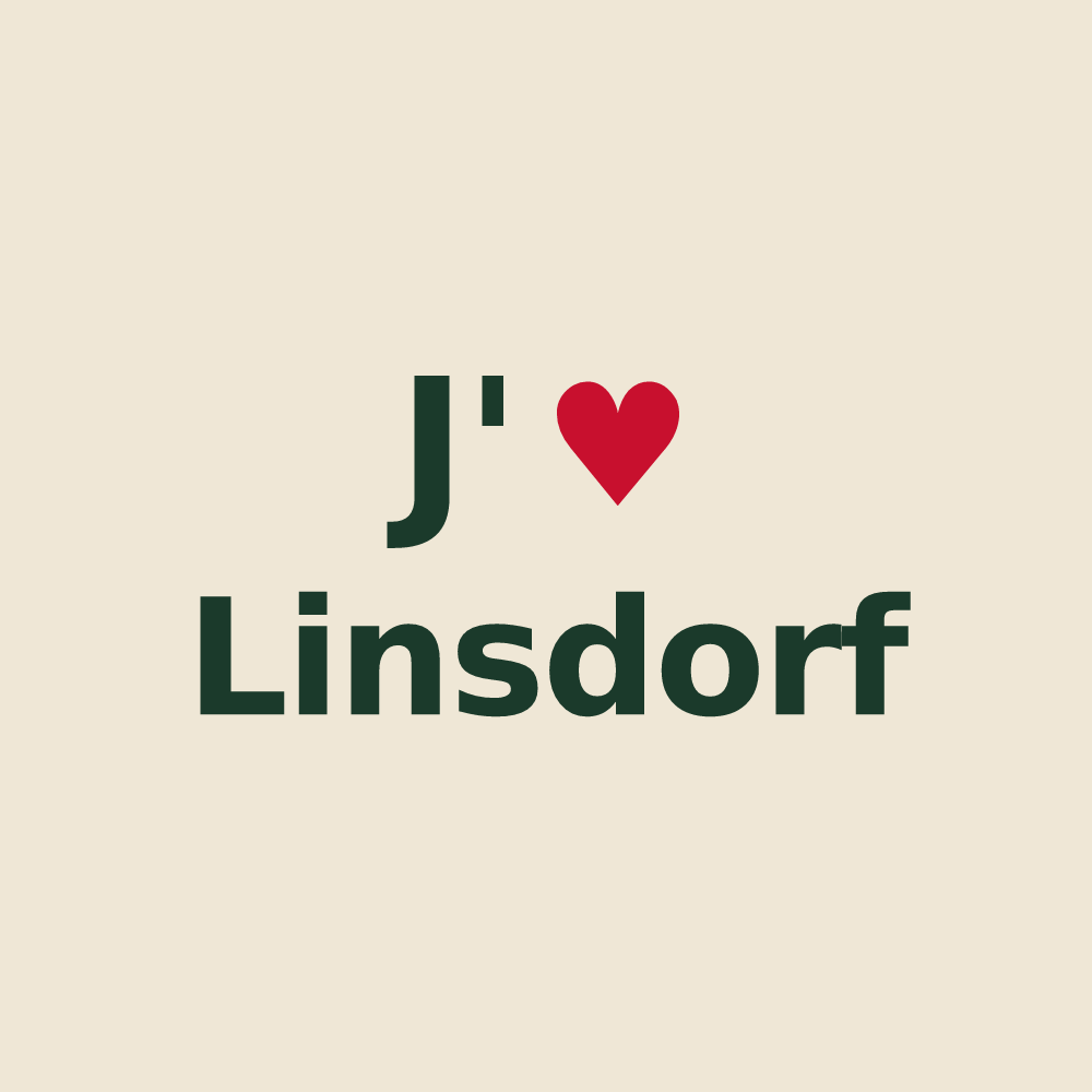 Tote bag personnalisé Linsdorf — design « J'aime Linsdorf » imprimé sur le tote bag