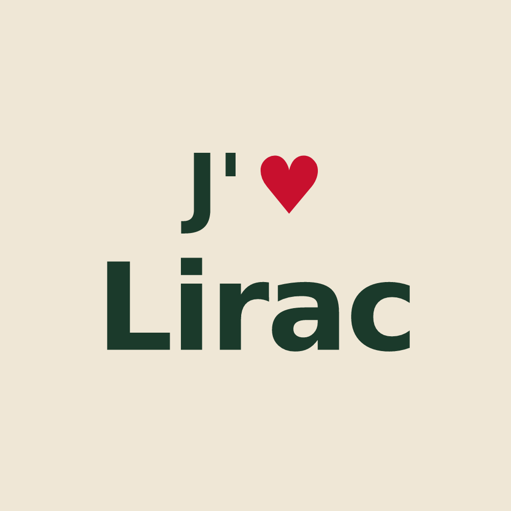 Tote bag personnalisé Lirac — design « J'aime Lirac » imprimé sur le tote bag