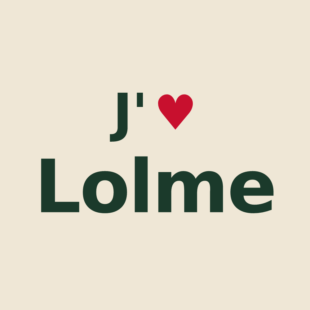 Tote bag personnalisé Lolme — design « J'aime Lolme » imprimé sur le tote bag