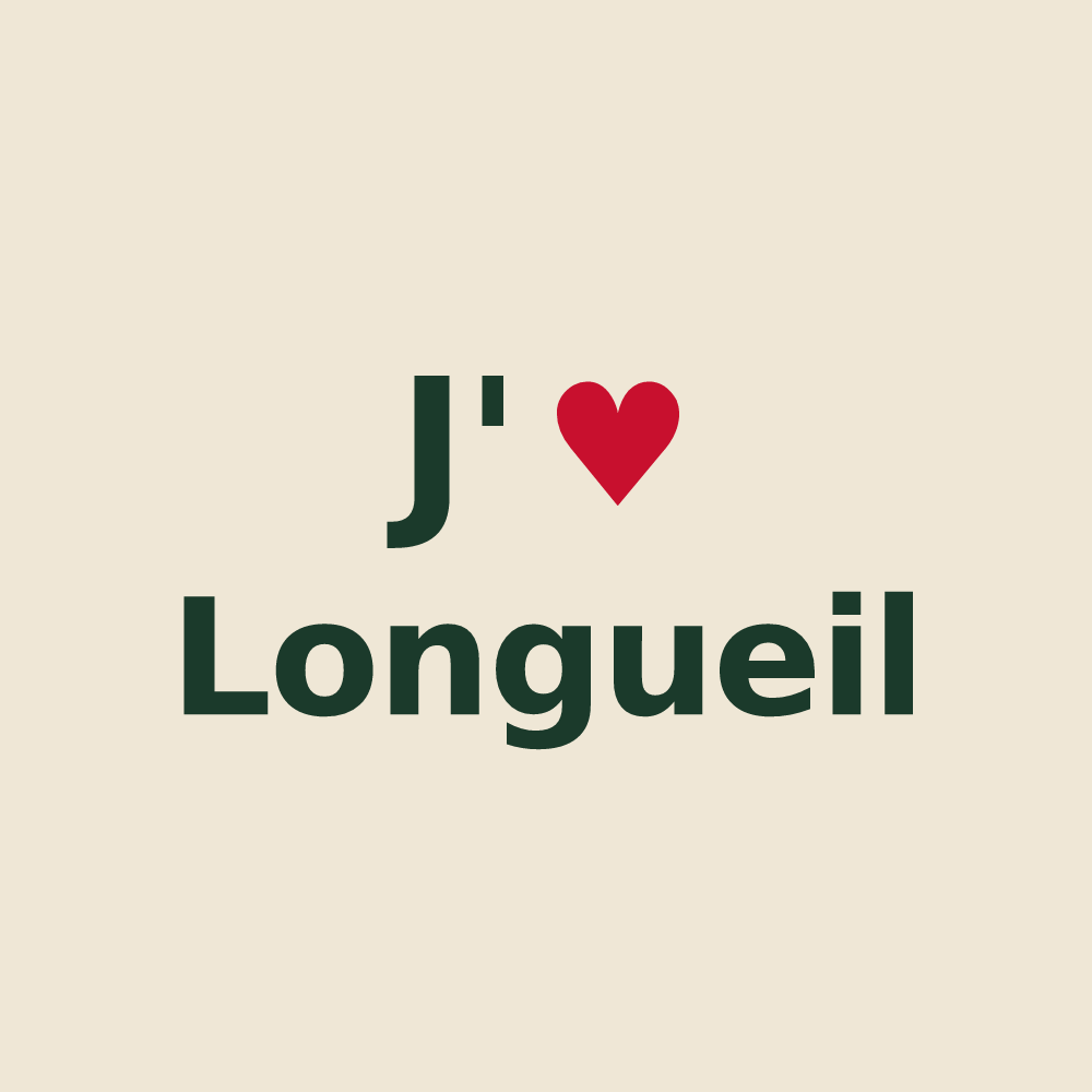 Tote bag personnalisé Longueil — design « J'aime Longueil » imprimé sur le tote bag