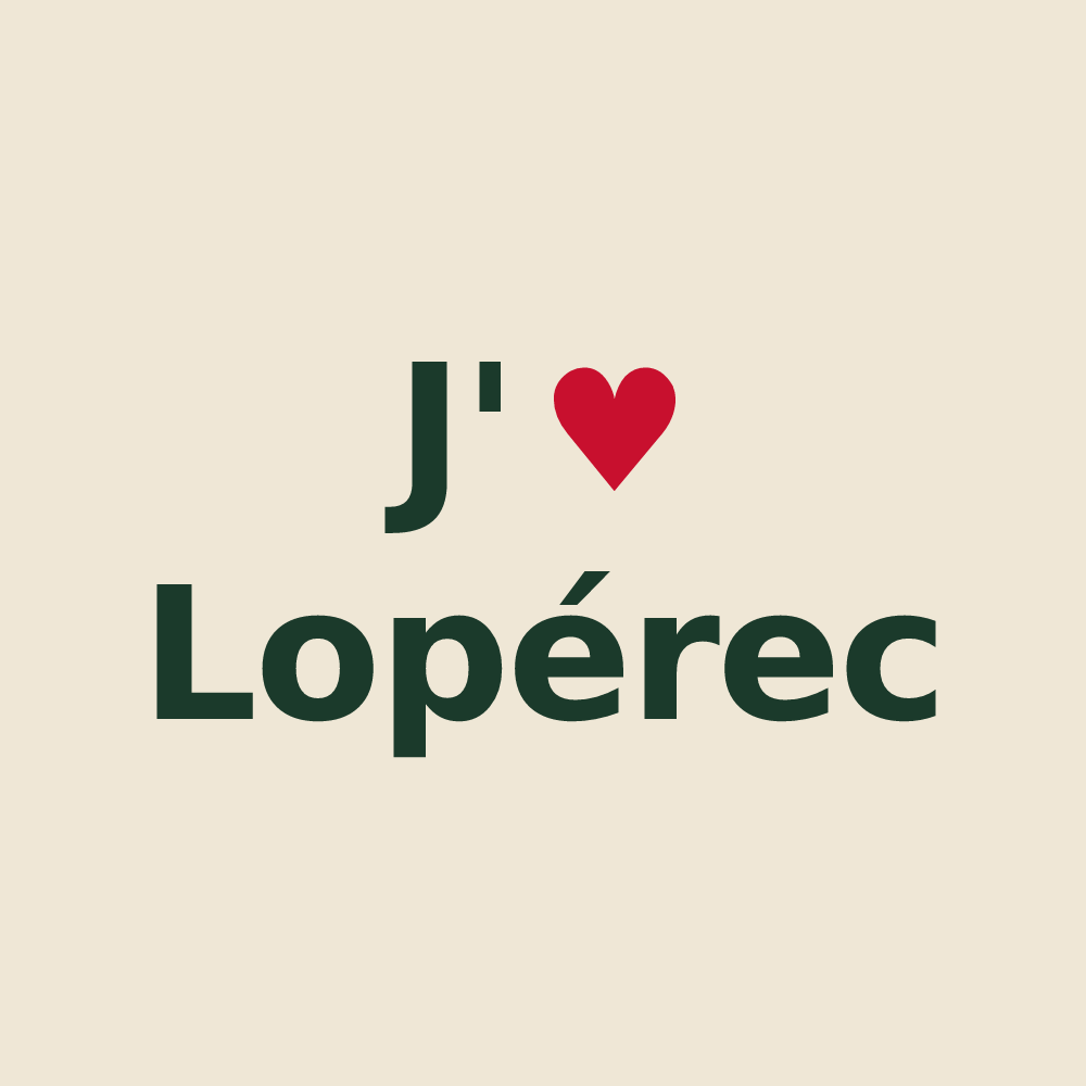 Tote bag personnalisé Lopérec — design « J'aime Lopérec » imprimé sur le tote bag