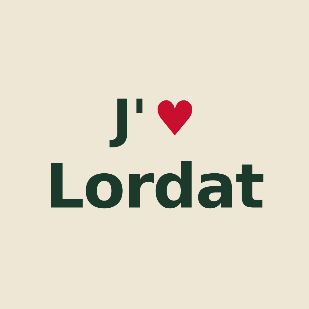 Tote bag personnalisé Lordat — design J'aime Lordat