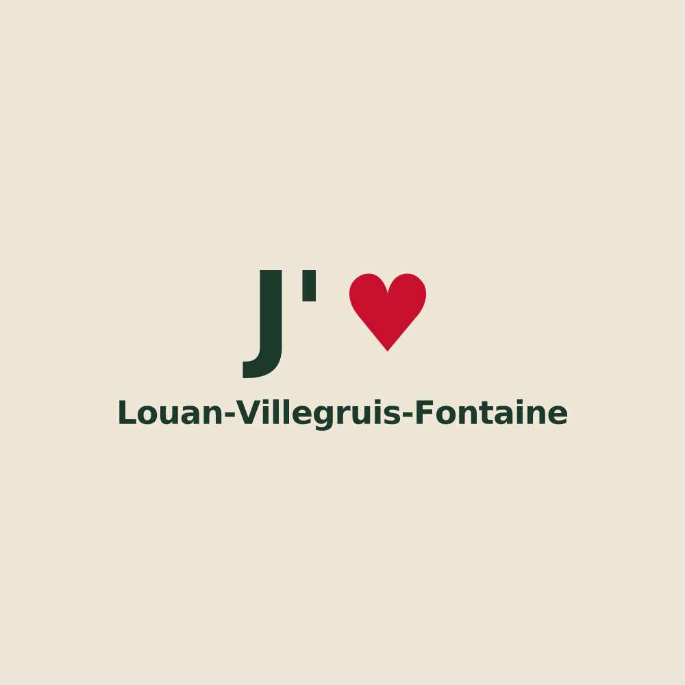 Tote bag personnalisé Louan-Villegruis-Fontaine — design « J'aime Louan-Villegruis-Fontaine » imprimé sur le tote bag