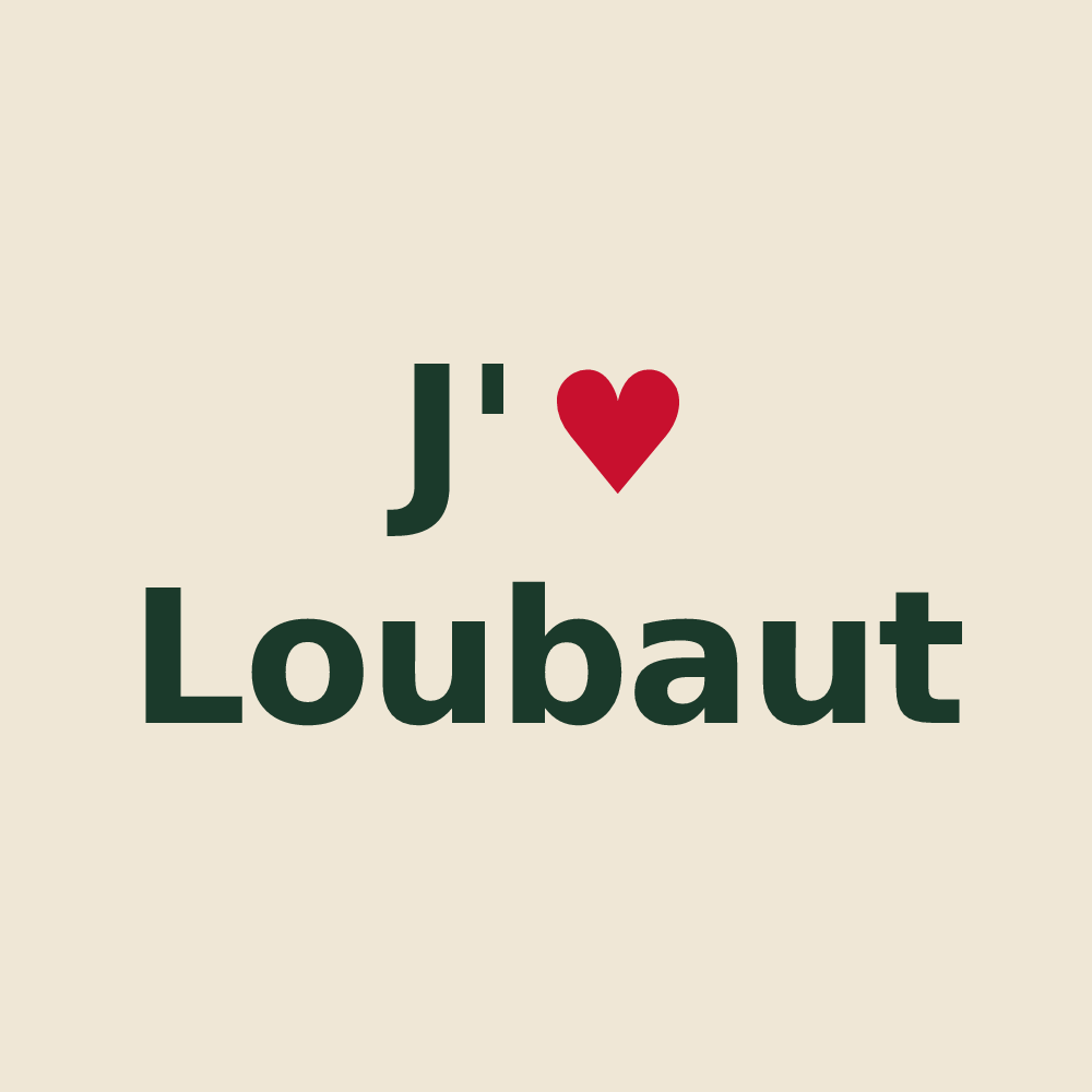 Tote bag personnalisé Loubaut — design « J'aime Loubaut » imprimé sur le tote bag