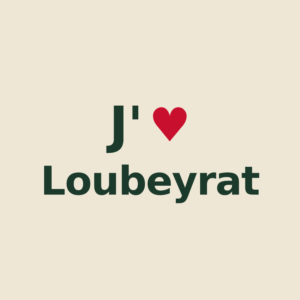 Tote bag personnalisé Loubeyrat — design « J'aime Loubeyrat » imprimé sur le tote bag