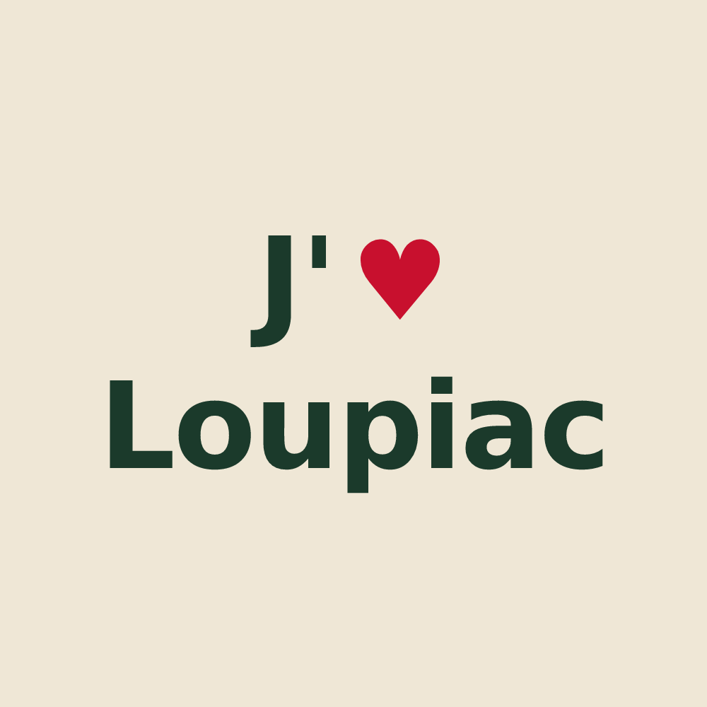 Tote bag personnalisé Loupiac — design « J'aime Loupiac » imprimé sur le tote bag