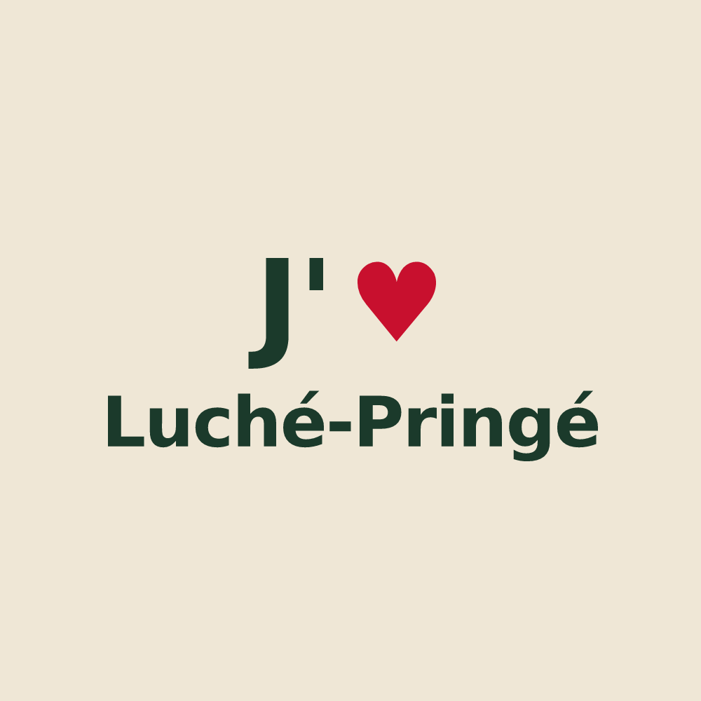 Tote bag personnalisé Luché-Pringé — design J'aime Luché-Pringé