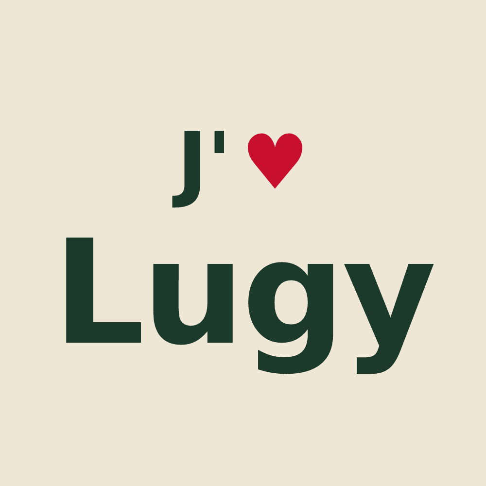 Tote bag personnalisé Lugy — design « J'aime Lugy » imprimé sur le tote bag