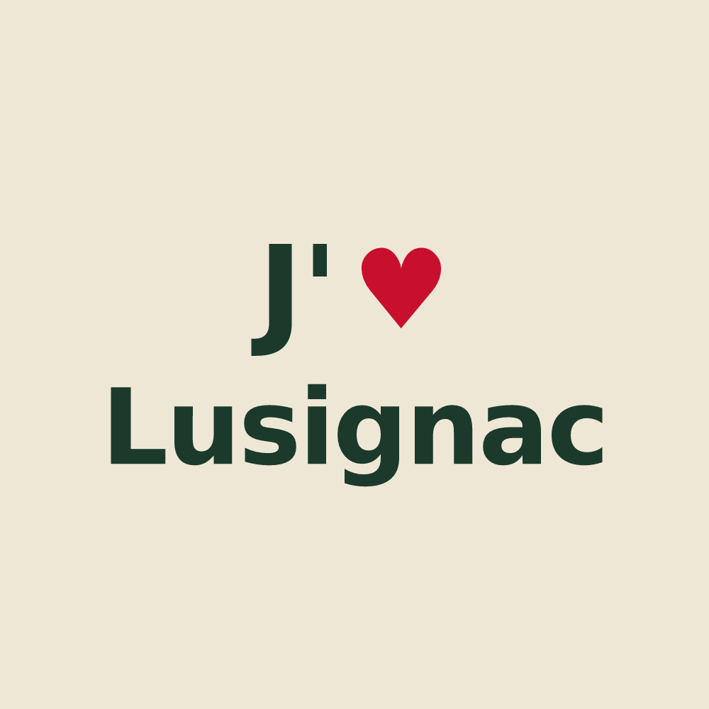 Tote bag personnalisé Lusignac — design J'aime Lusignac