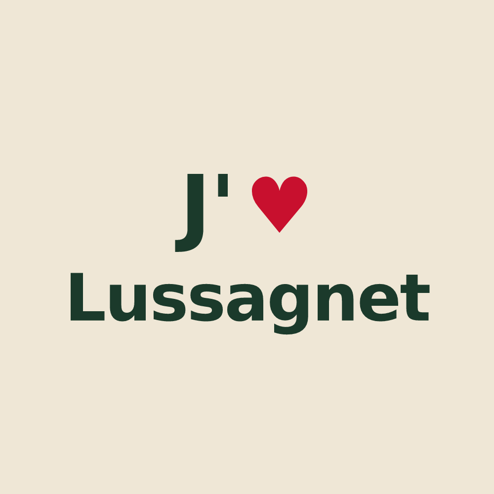 Tote bag personnalisé Lussagnet — design J'aime Lussagnet