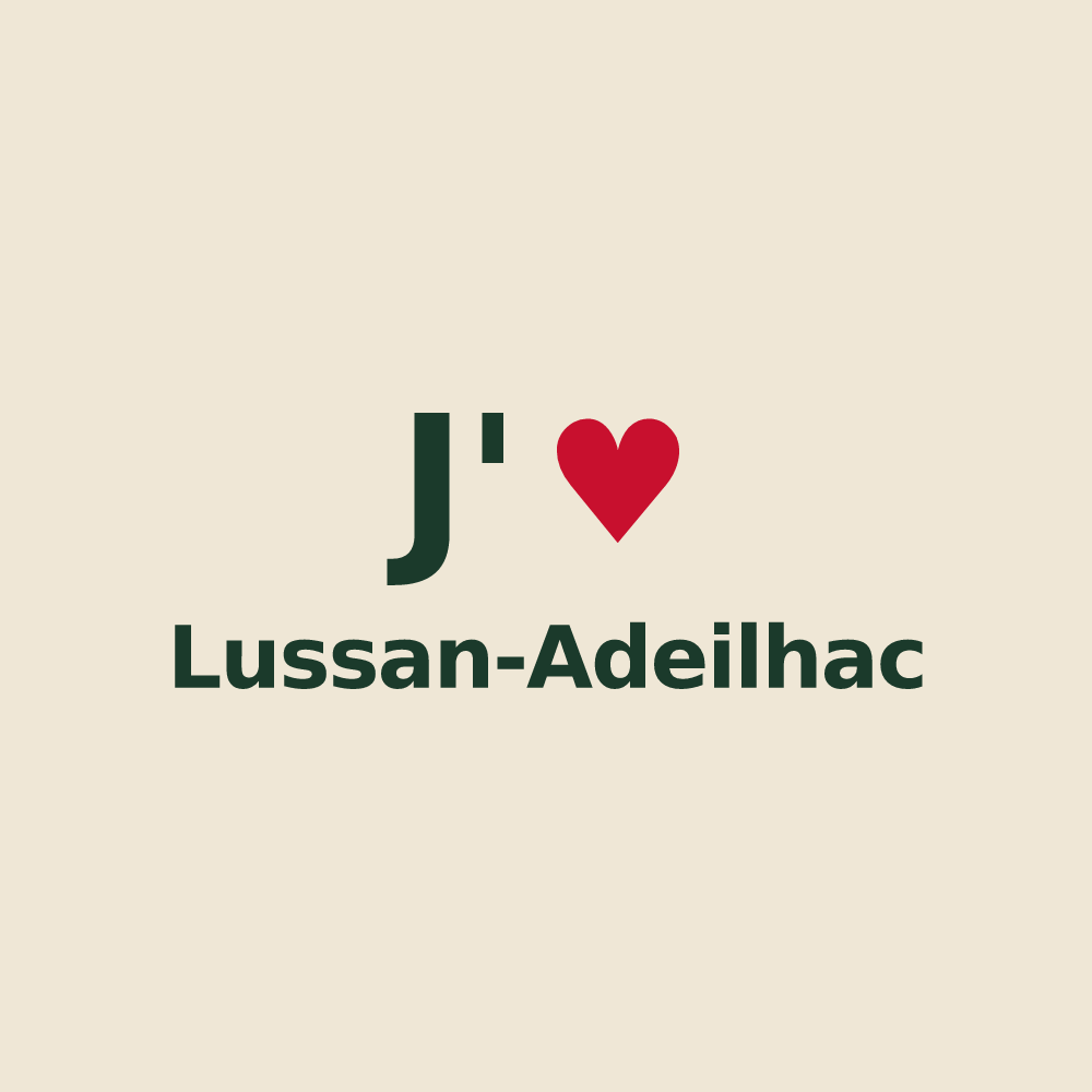 Tote bag personnalisé Lussan-Adeilhac — design « J'aime Lussan-Adeilhac » imprimé sur le tote bag