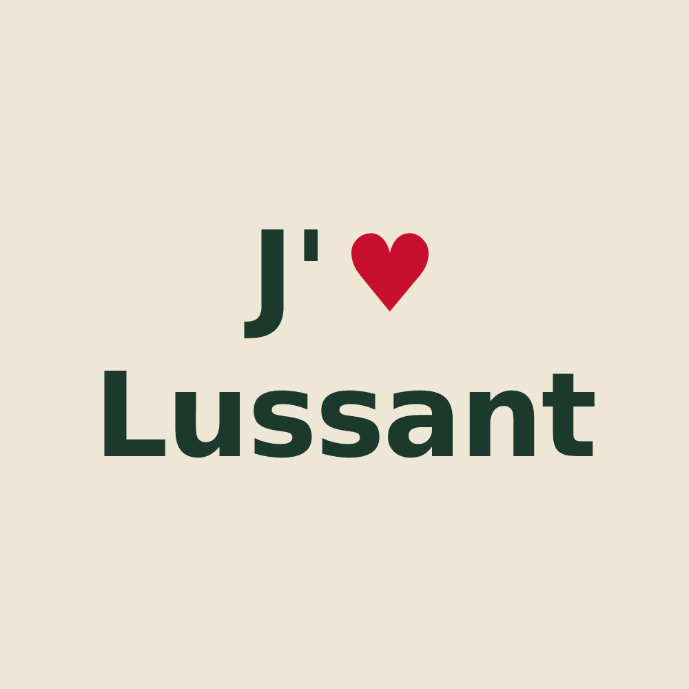 Tote bag personnalisé Lussant — design « J'aime Lussant » imprimé sur le tote bag