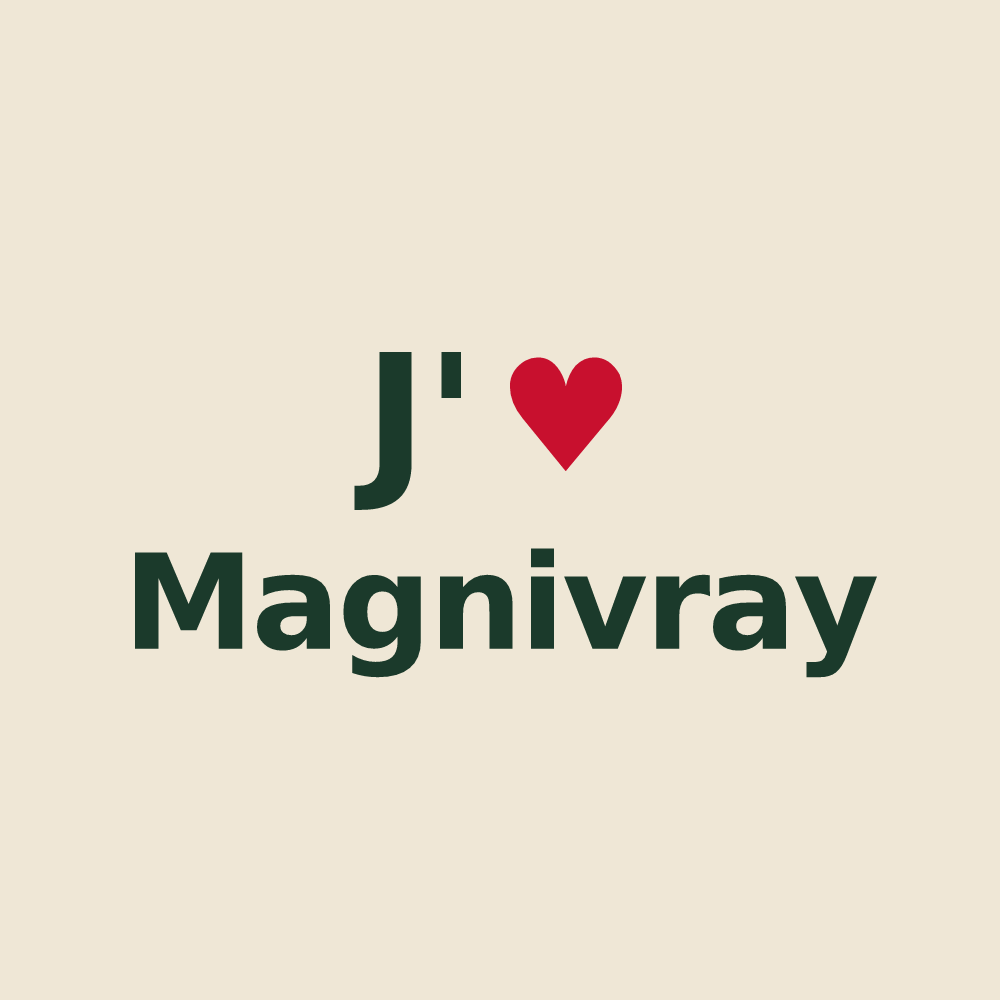 Tote bag personnalisé Magnivray — design « J'aime Magnivray » imprimé sur le tote bag