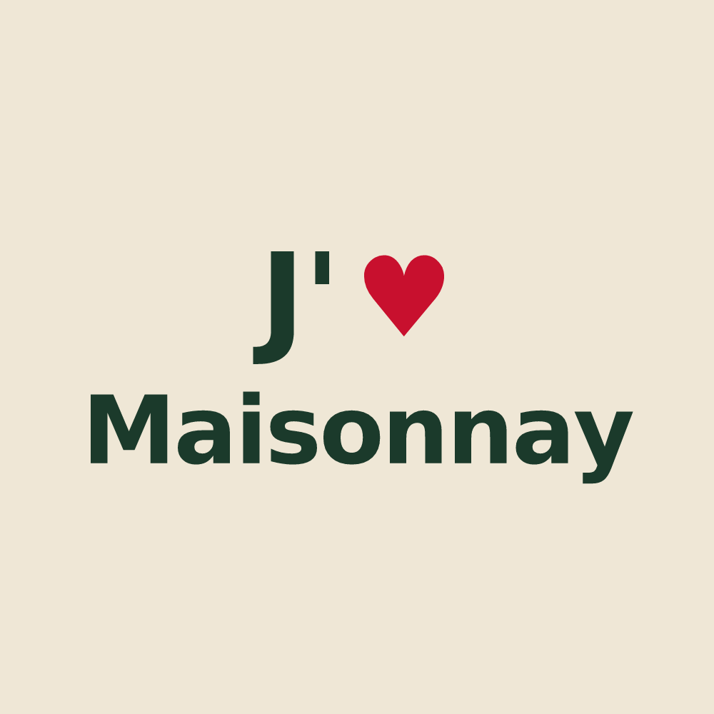 Tote bag personnalisé Maisonnay — design « J'aime Maisonnay » imprimé sur le tote bag