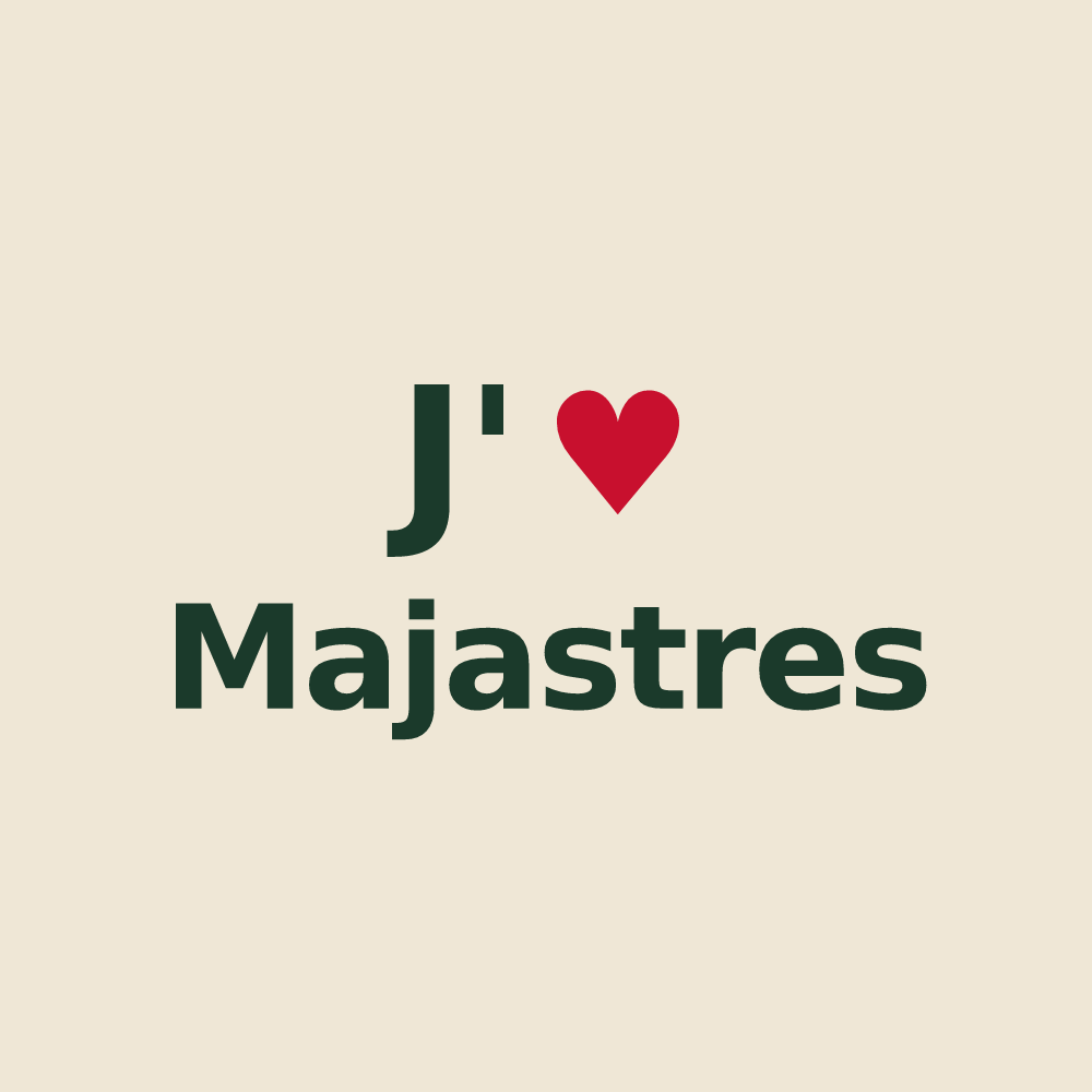 Tote bag personnalisé Majastres — design J'aime Majastres