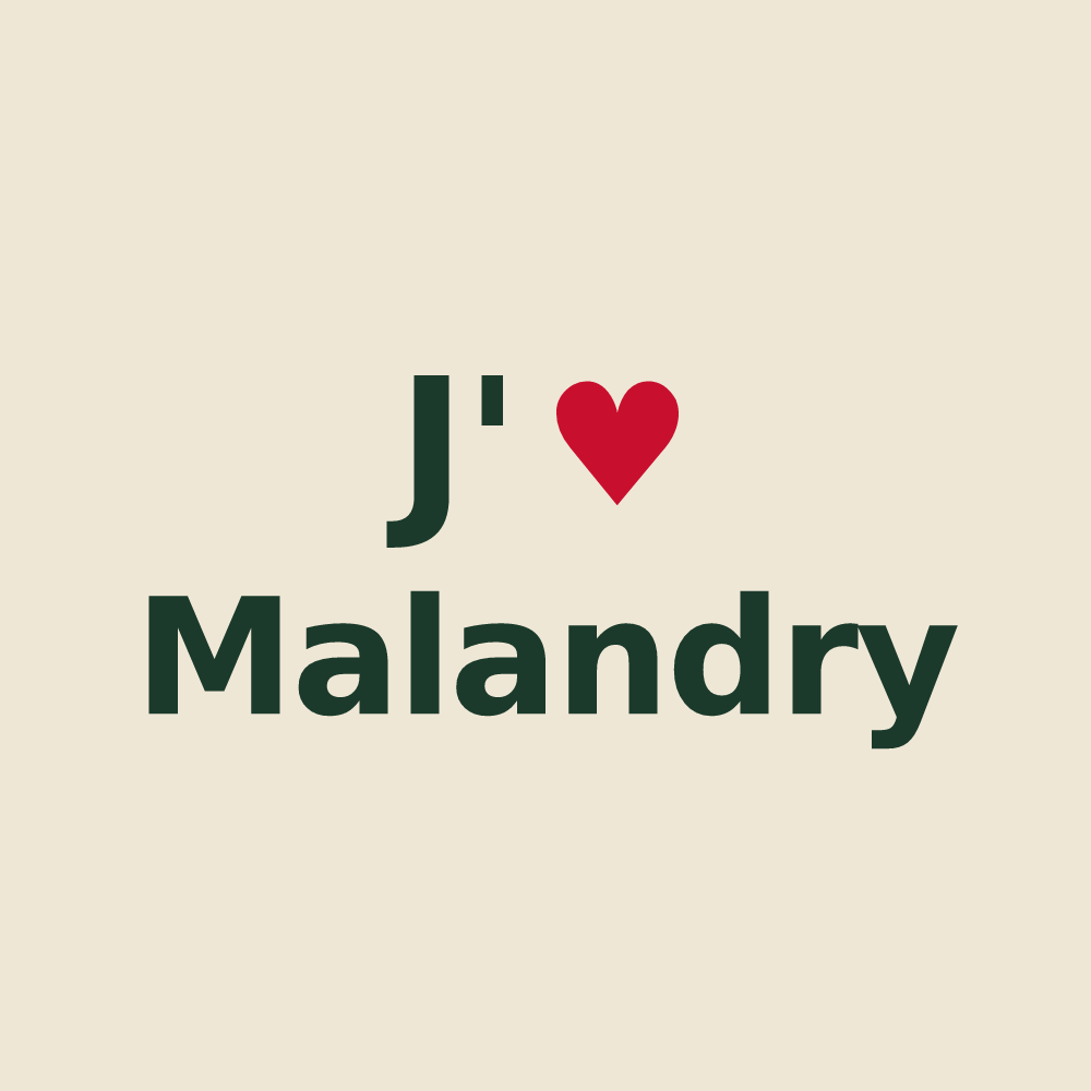 Tote bag personnalisé Malandry — design « J'aime Malandry » imprimé sur le tote bag