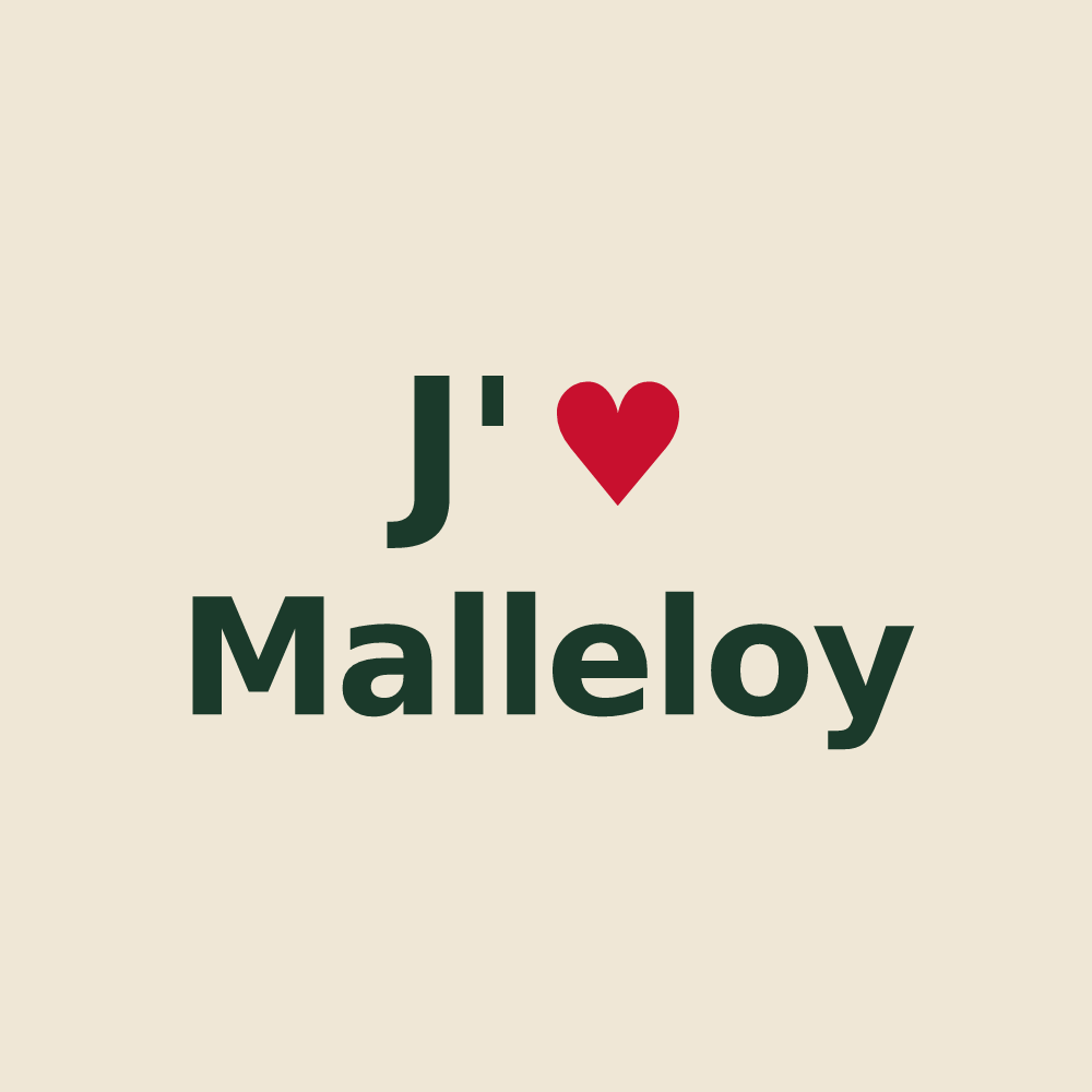 Tote bag personnalisé Malleloy — design « J'aime Malleloy » imprimé sur le tote bag