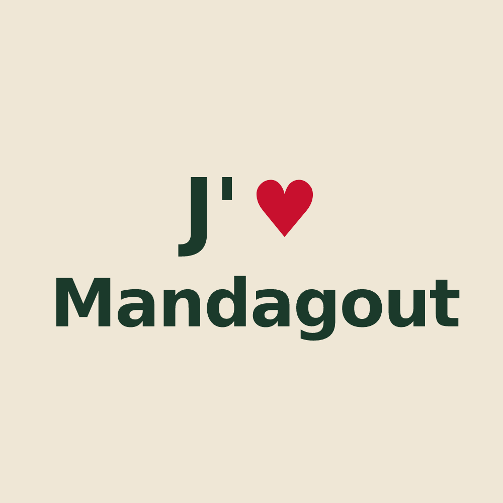 Tote bag personnalisé Mandagout — design J'aime Mandagout