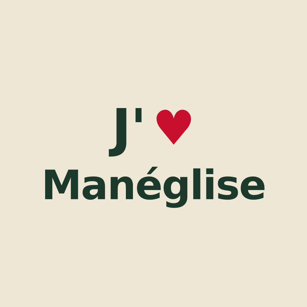 Tote bag personnalisé Manéglise — design J'aime Manéglise