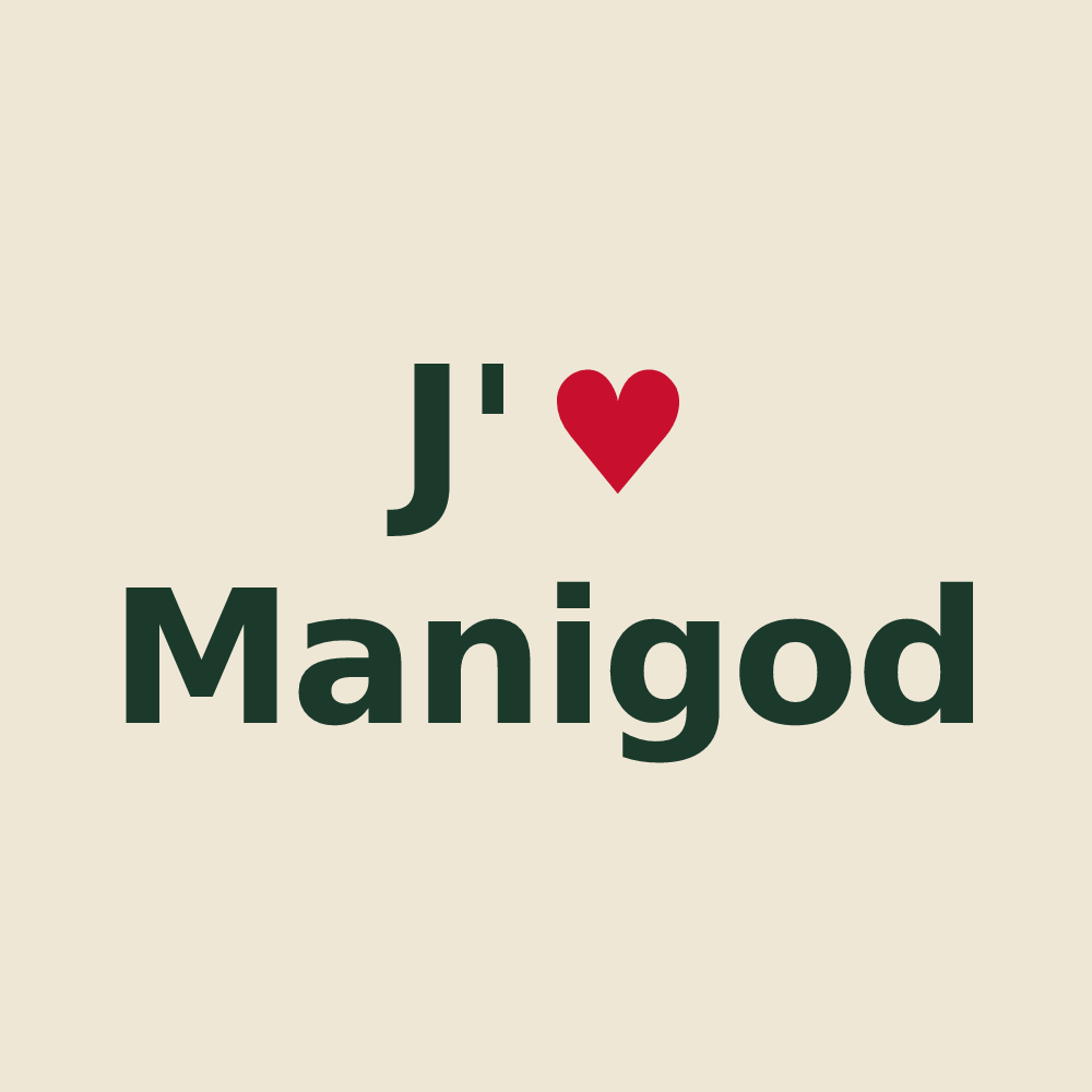 Tote bag personnalisé Manigod — design J'aime Manigod