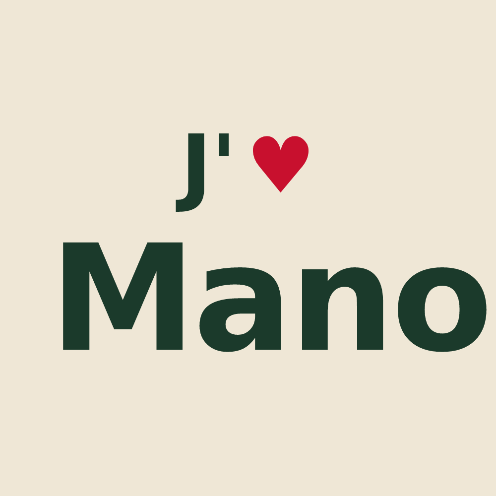 Tote bag personnalisé Mano — design J'aime Mano