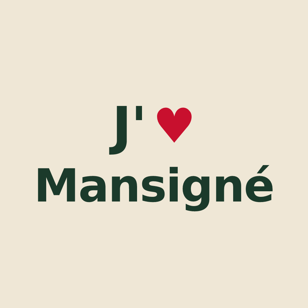 Tote bag personnalisé Mansigné — design « J'aime Mansigné » imprimé sur le tote bag