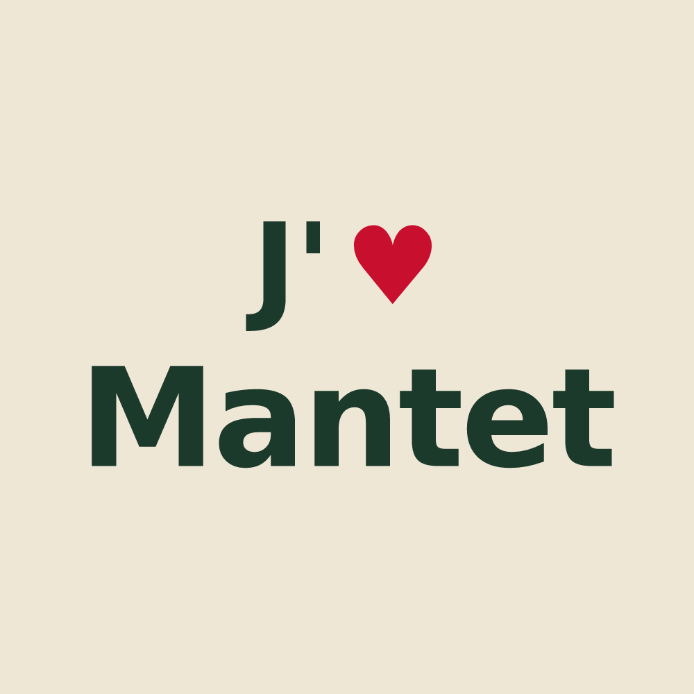 Tote bag personnalisé Mantet — design « J'aime Mantet » imprimé sur le tote bag
