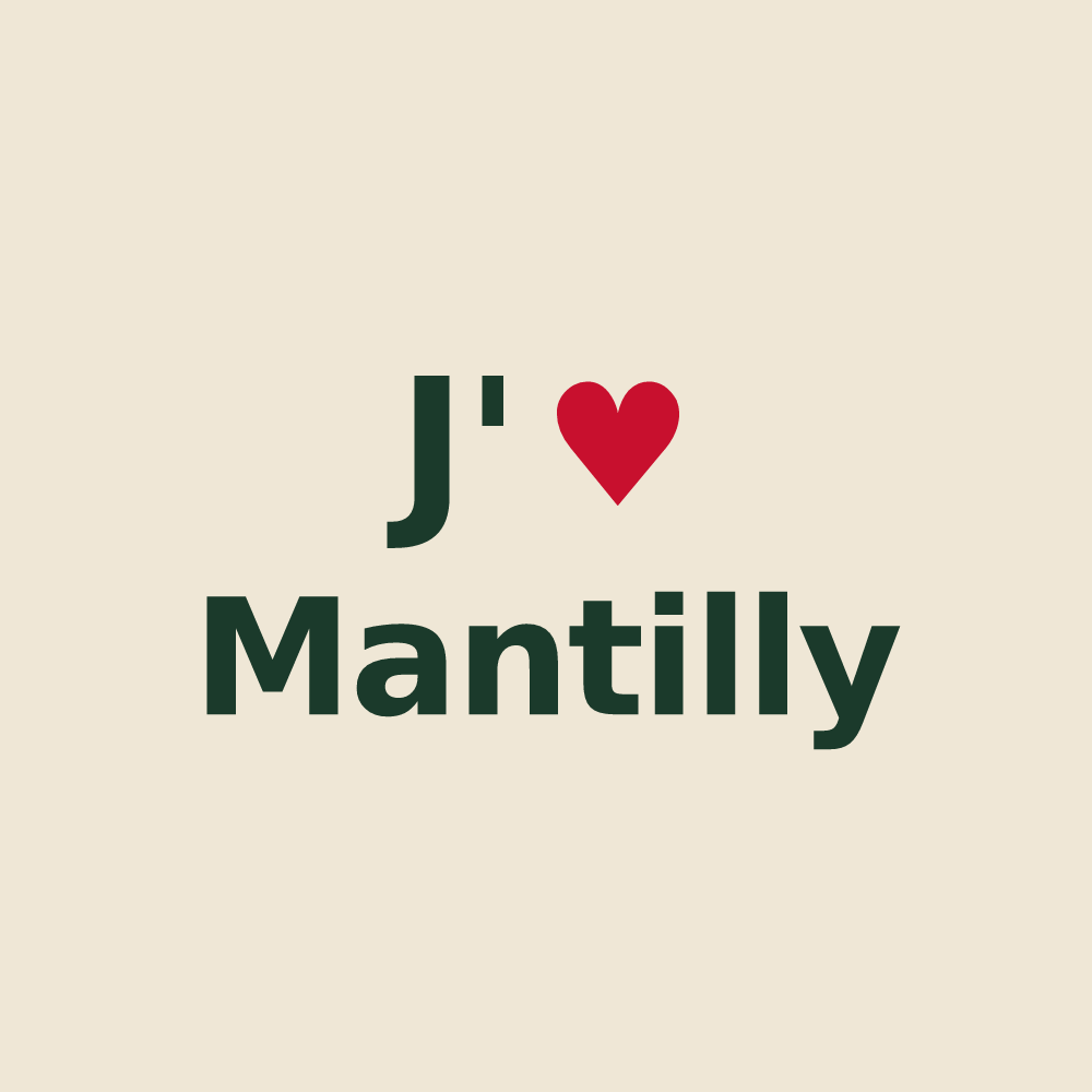 Tote bag personnalisé Mantilly — design « J'aime Mantilly » imprimé sur le tote bag
