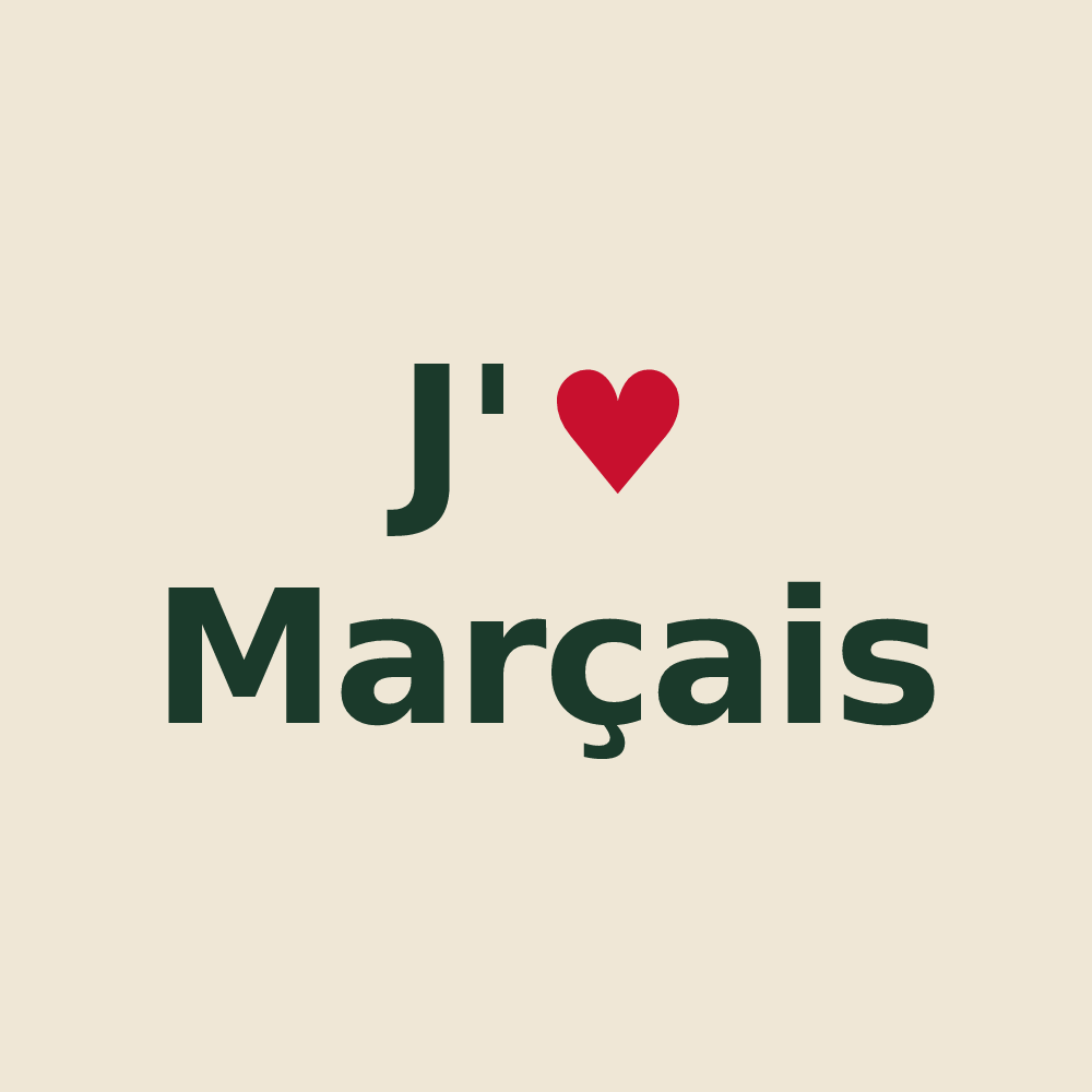 Tote bag personnalisé Marçais — design « J'aime Marçais » imprimé sur le tote bag