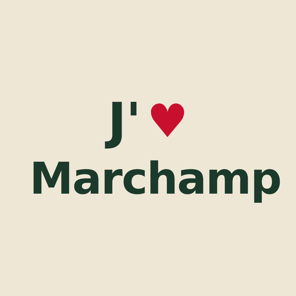 Tote bag personnalisé Marchamp — design J'aime Marchamp