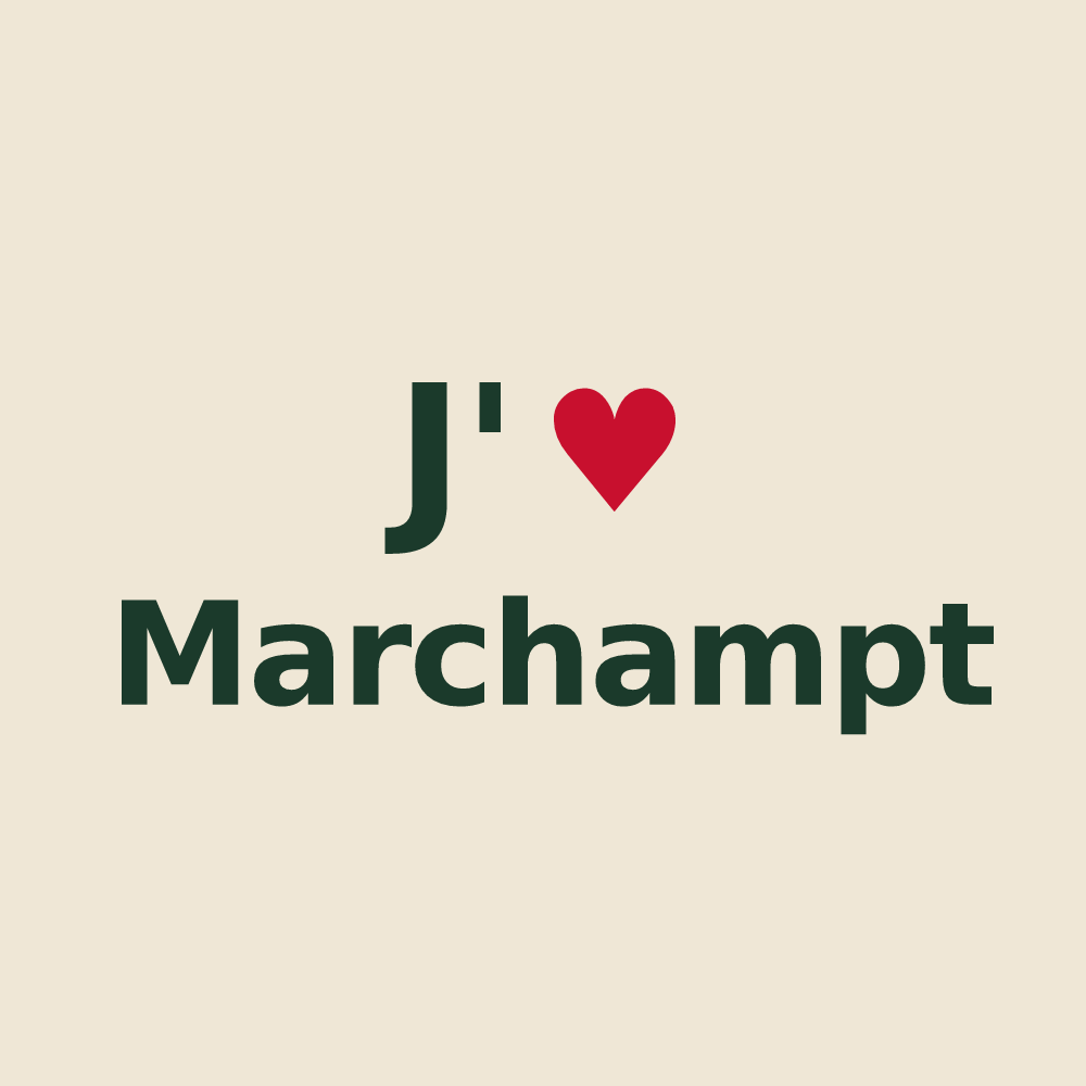 Tote bag personnalisé Marchampt — design J'aime Marchampt