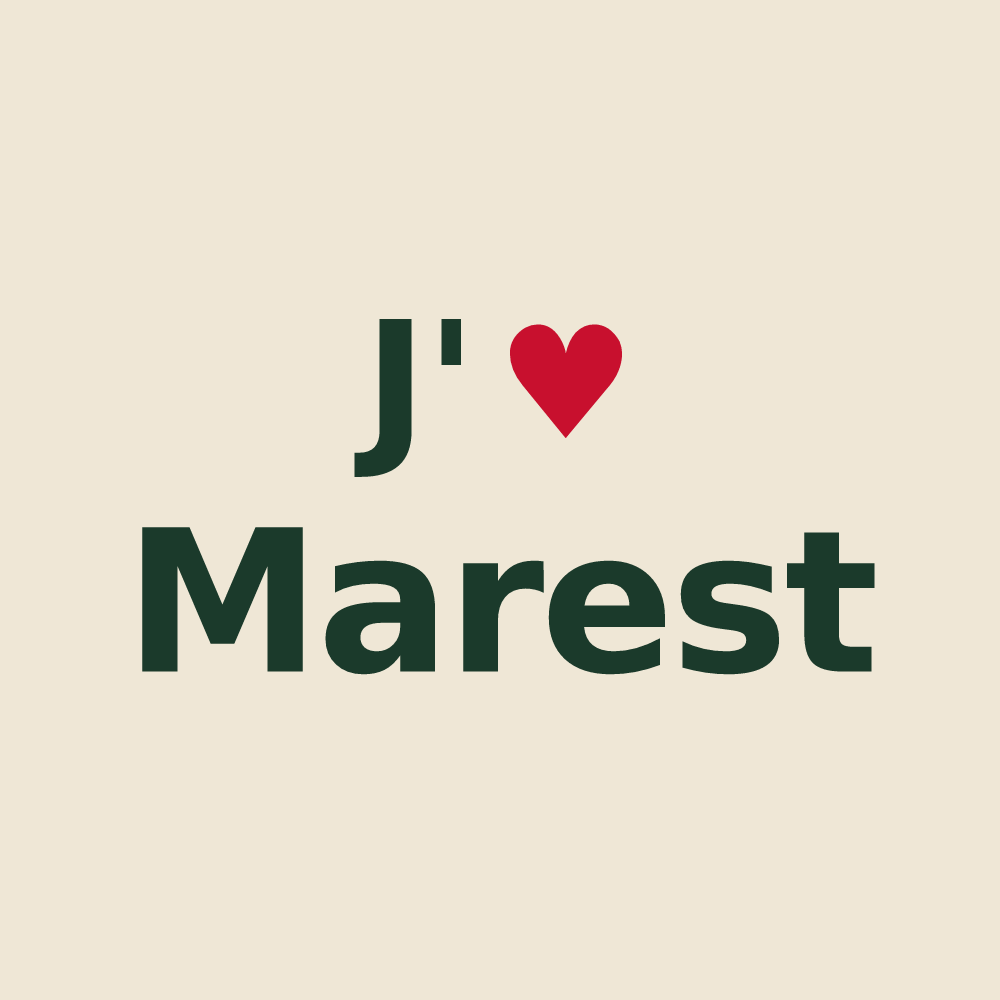 Tote bag personnalisé Marest — design « J'aime Marest » imprimé sur le tote bag