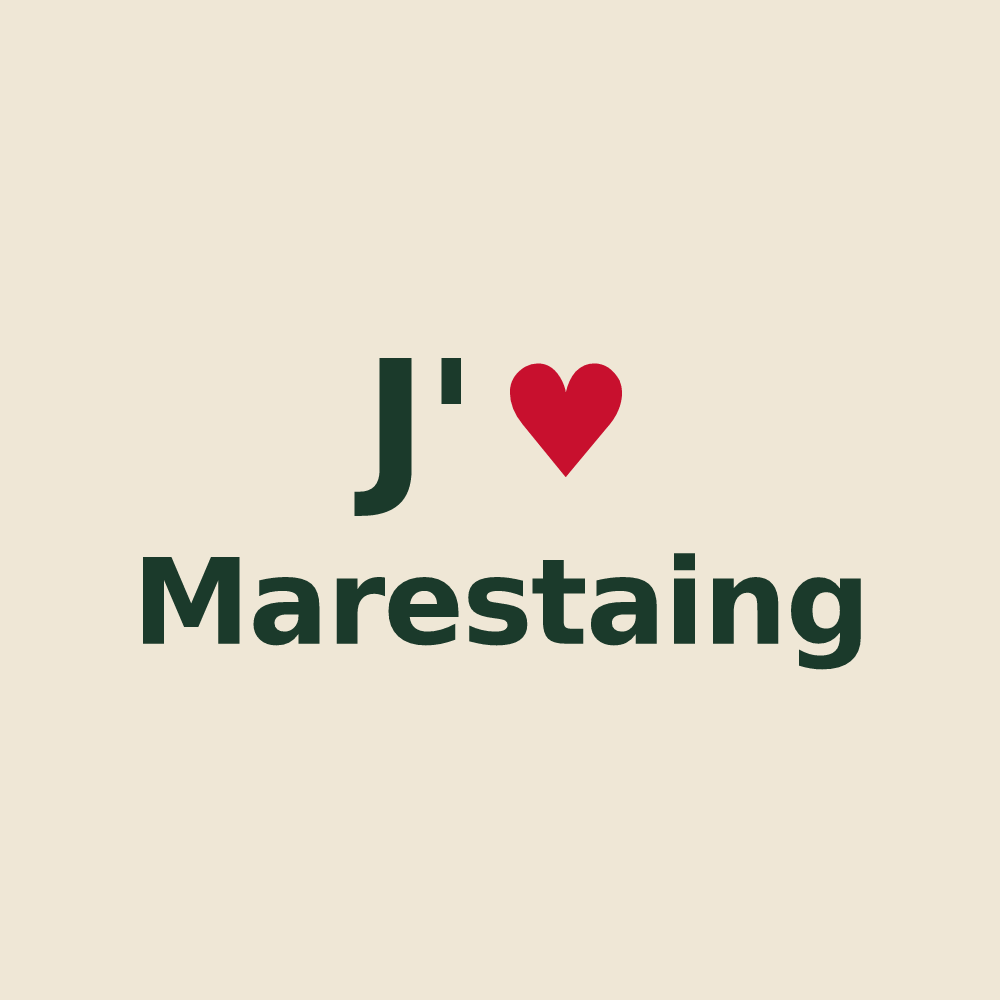 Tote bag personnalisé Marestaing — design « J'aime Marestaing » imprimé sur le tote bag