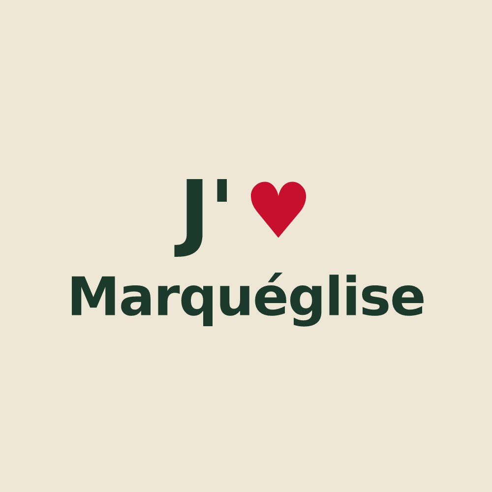 Tote bag personnalisé Marquéglise — design J'aime Marquéglise