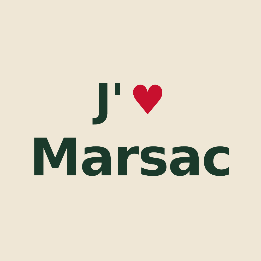 Tote bag personnalisé Marsac — design « J'aime Marsac » imprimé sur le tote bag