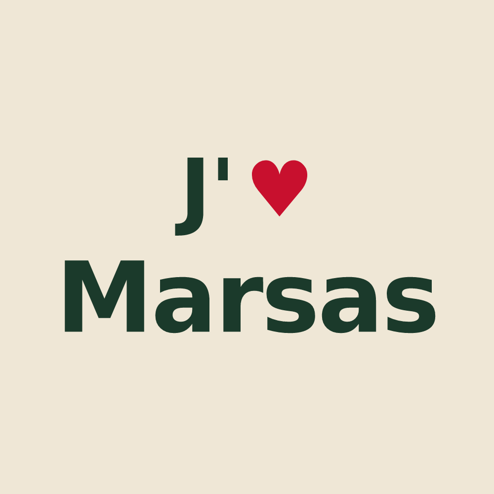 Tote bag personnalisé Marsas — design J'aime Marsas