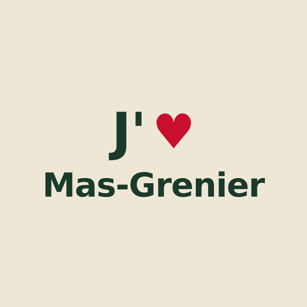 Tote bag personnalisé Mas-Grenier — design J'aime Mas-Grenier